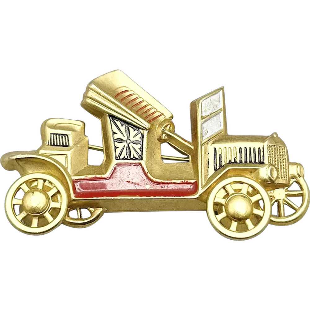 Vintage Spain Damascene Enamel Car Automobile Bro… - image 1