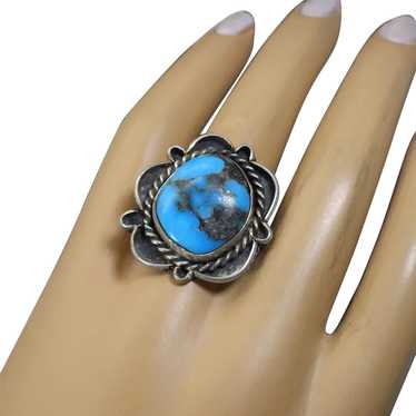 Rare Morenci Turquoise Ring, Size 8, Sterling Nat… - image 1