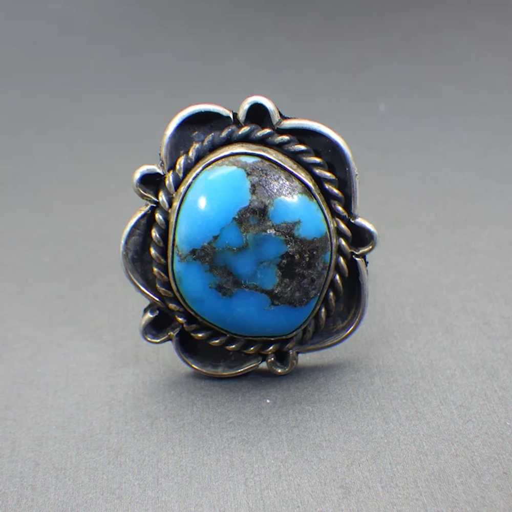 Rare Morenci Turquoise Ring, Size 8, Sterling Nat… - image 2