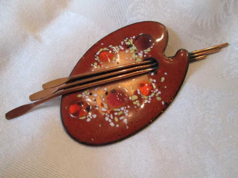 Matisse Renoir Rust Orange Enamel Artist “Palette… - image 2