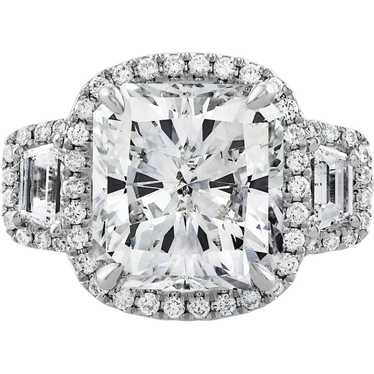 Pear Shape Diamond Halo & Diamond Band Engagement Ring 18kt White Gold GIA