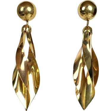 Eye Catching 14K Gold Dimensional Drop Earrings