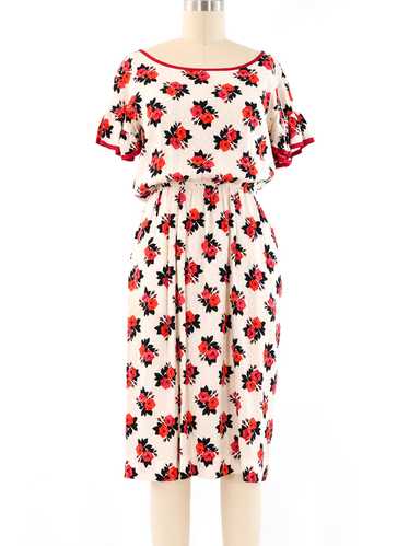 Yves Saint Laurent Rose Printed Silk Dress - image 1