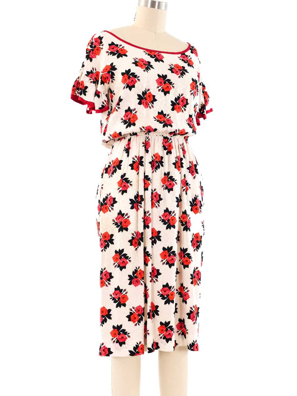Yves Saint Laurent Rose Printed Silk Dress - image 3