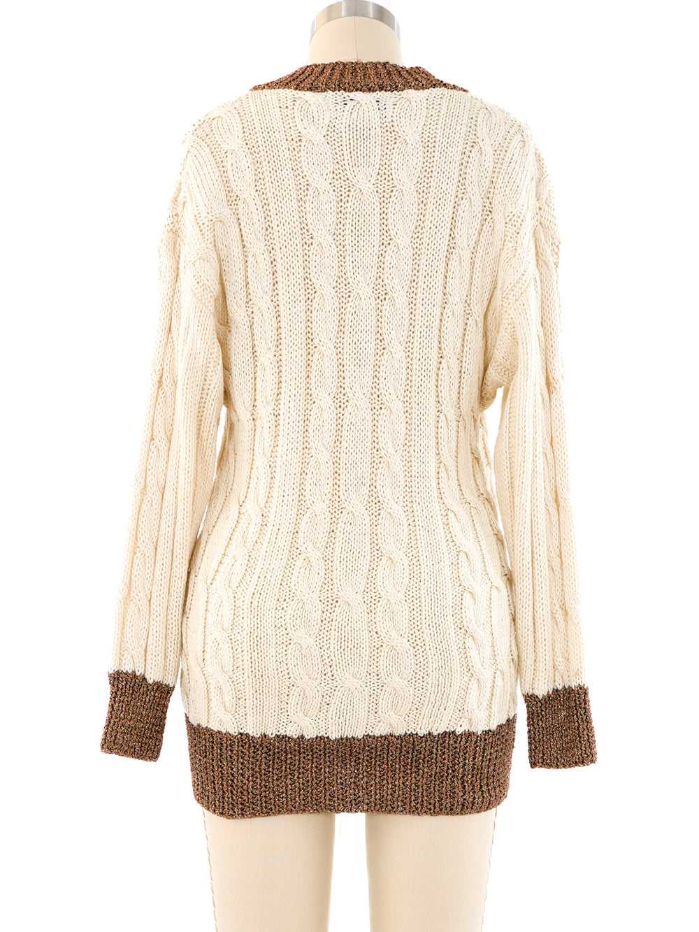 Metallic Trimmed Cable Knit Sweater - image 4