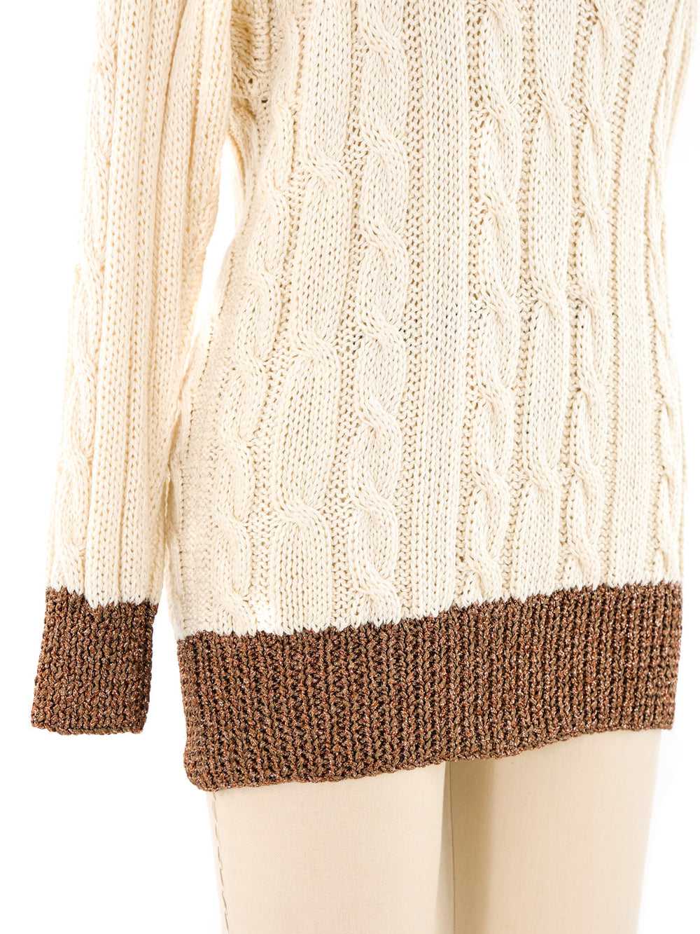 Metallic Trimmed Cable Knit Sweater - image 5