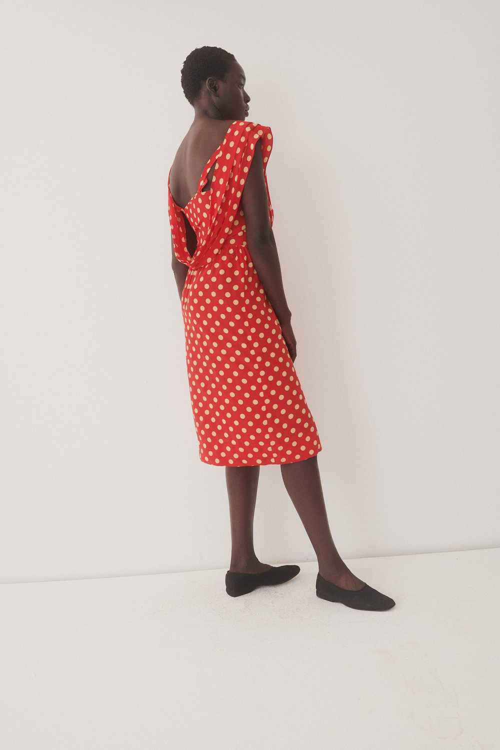 Red Silk Dot Dress - image 2
