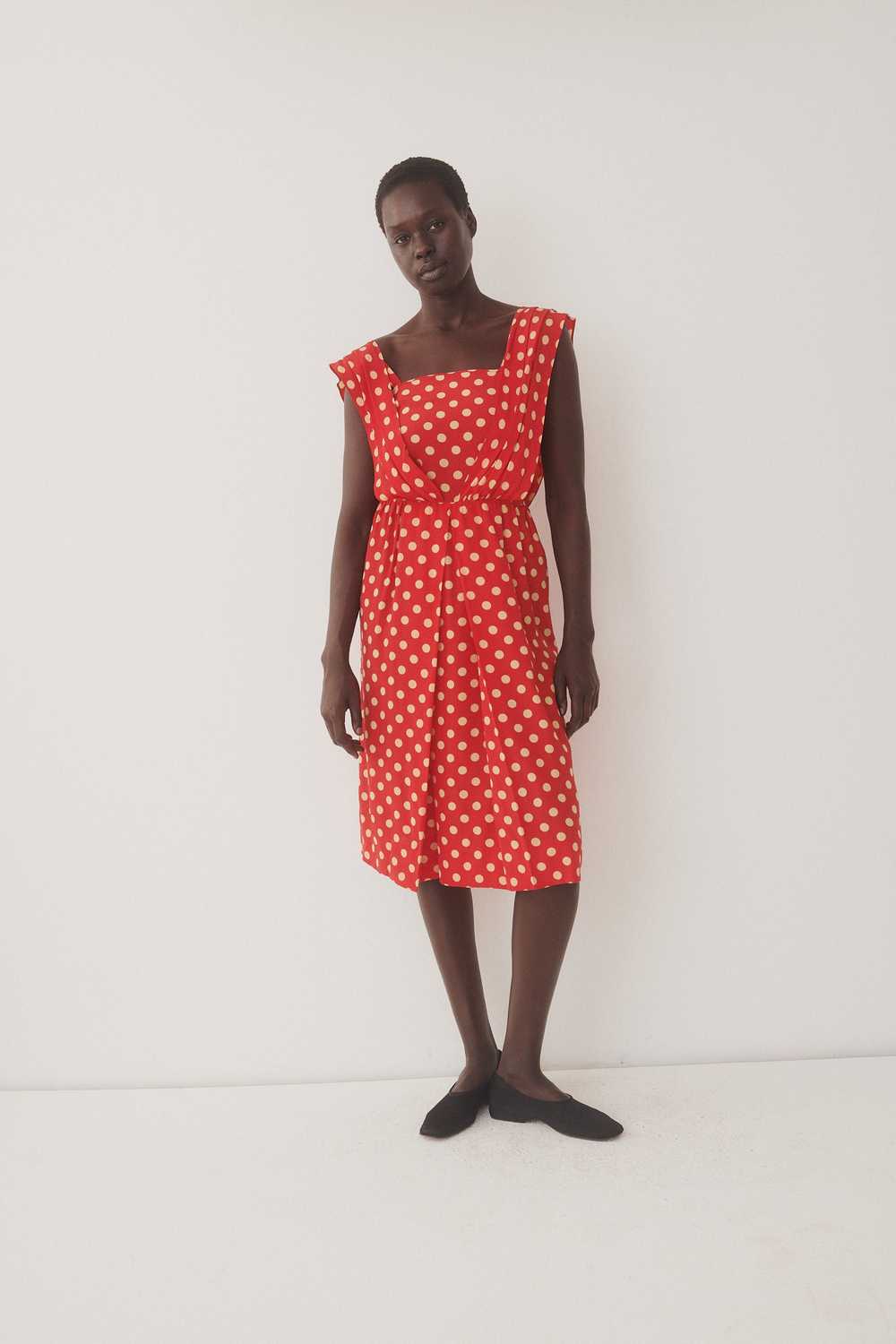 Red Silk Dot Dress - image 3