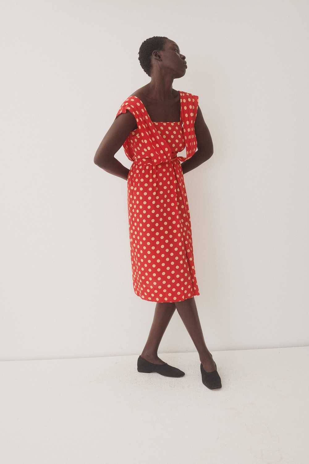 Red Silk Dot Dress - image 4