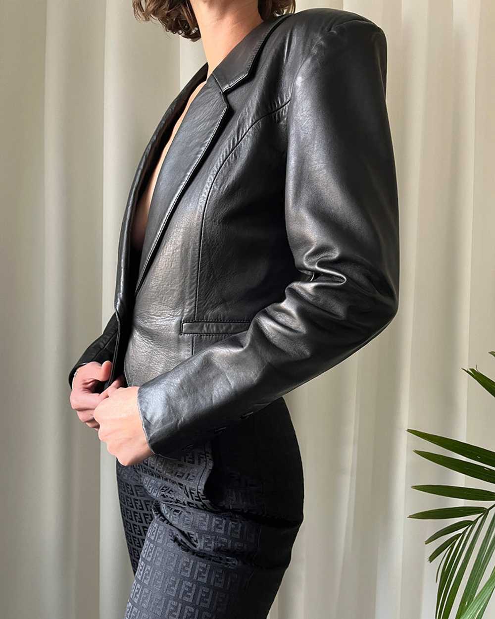 90s Black Leather Jacket - image 4