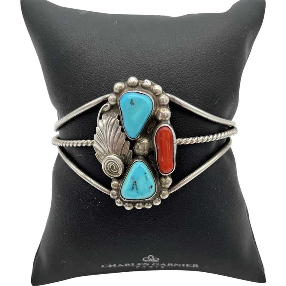 Navajo / Native American Cuff Bracelet w/ Turquoi… - image 1