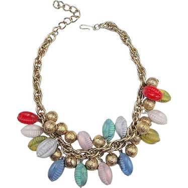 Multi Colored Molded Plastic Dangles Necklace - image 1