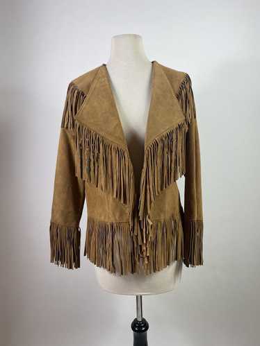 1970s - 1980s Tan Suede Leather Fringe Jacket