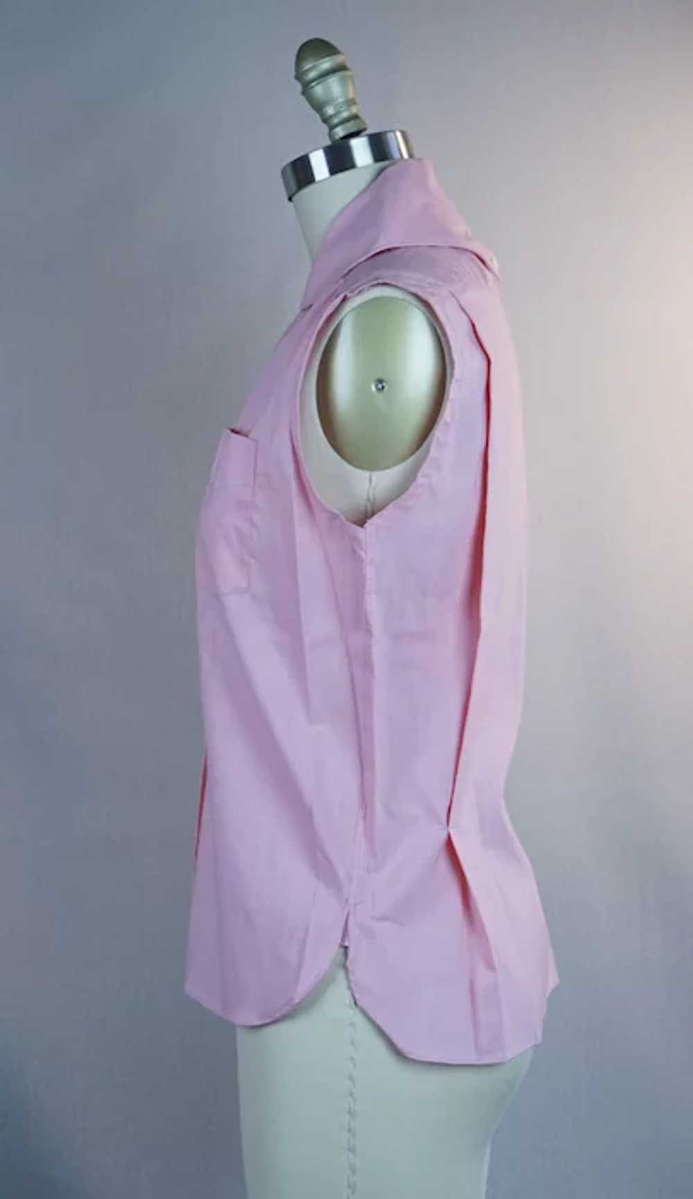 60s Deadstock Pink Cotton Sleeveless Blouse Shirt… - image 4