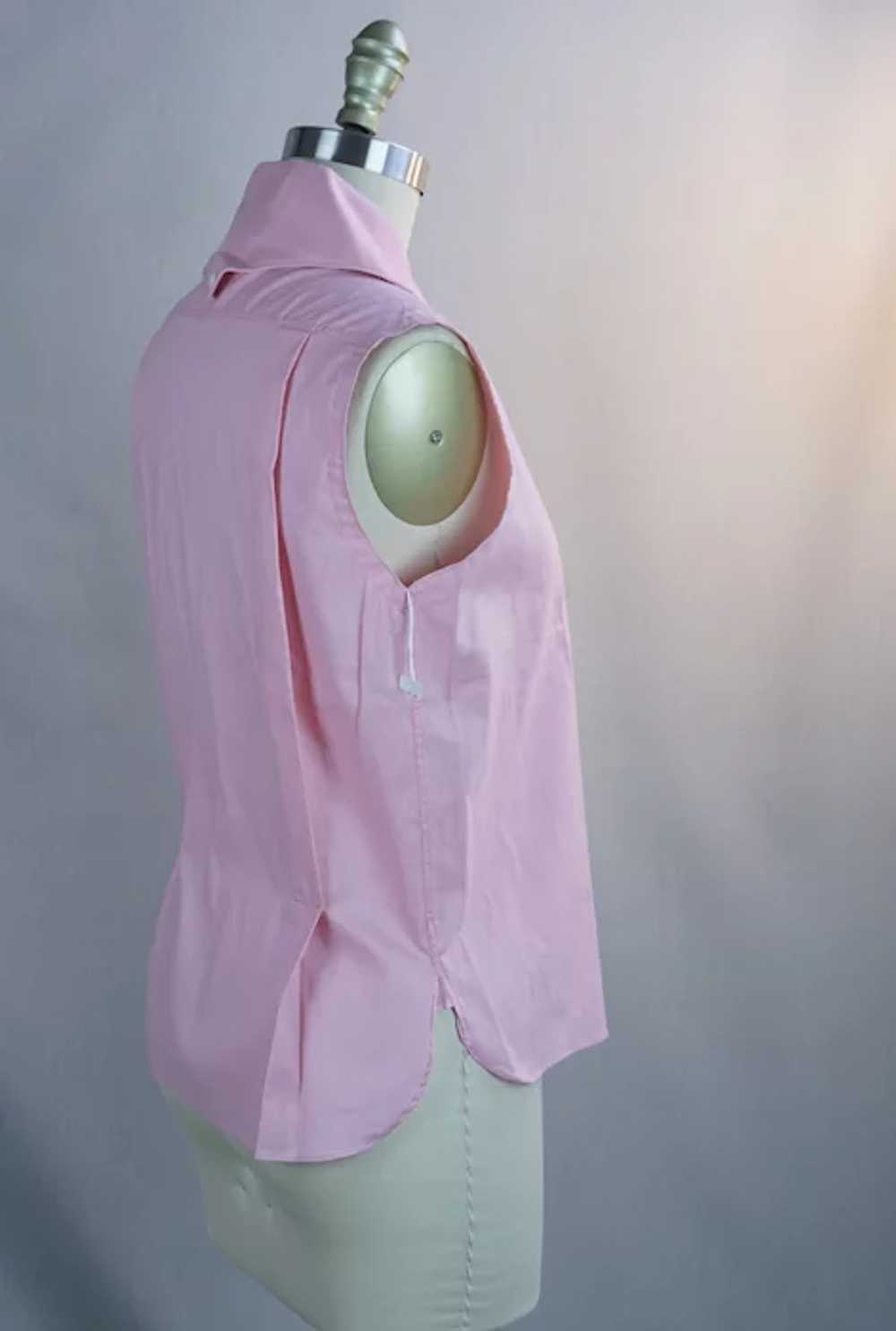 60s Deadstock Pink Cotton Sleeveless Blouse Shirt… - image 6
