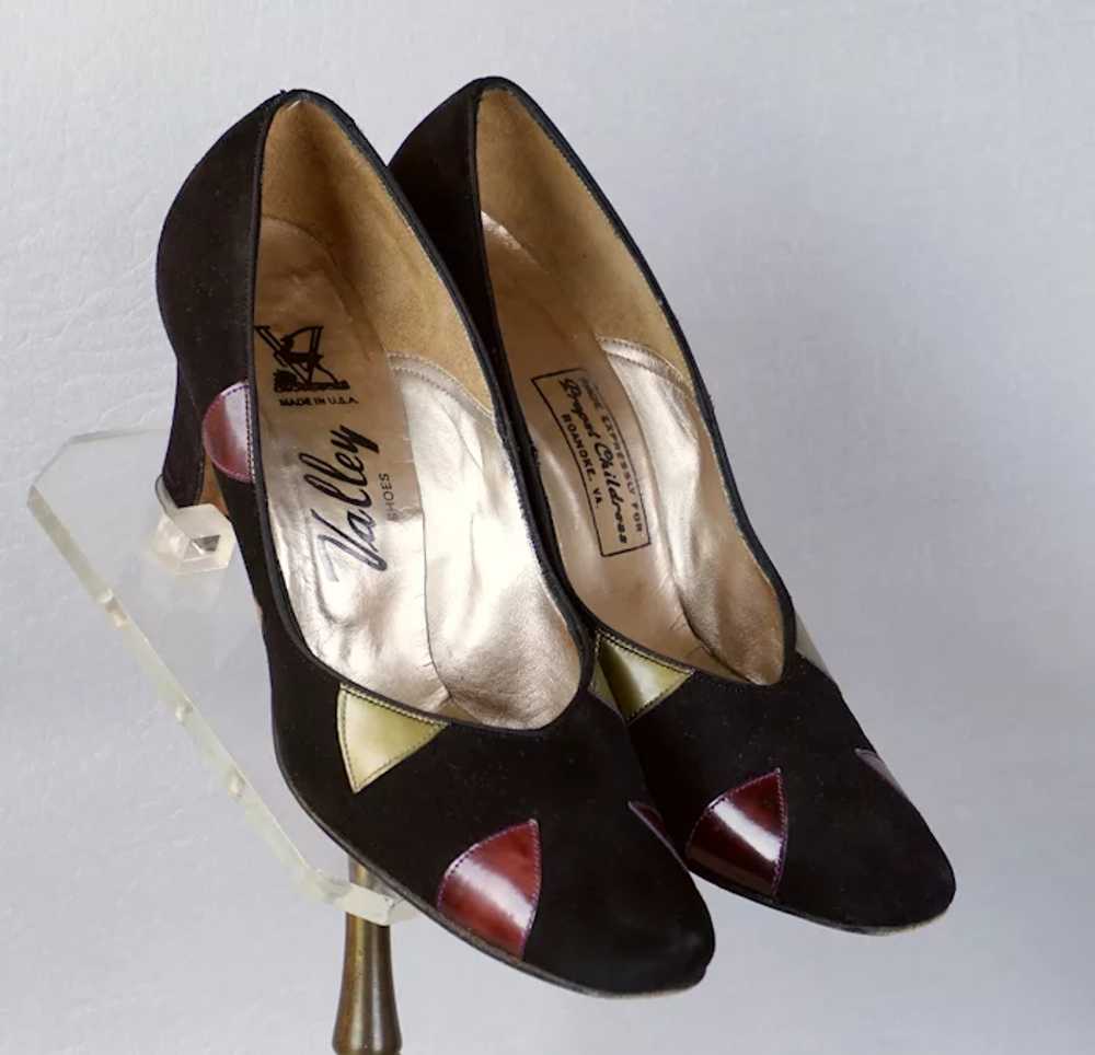 70s Pumps Black Suede with Colors by Propst Child… - image 10