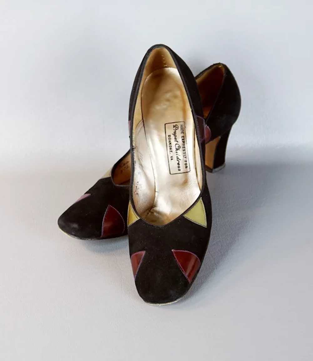 70s Pumps Black Suede with Colors by Propst Child… - image 4