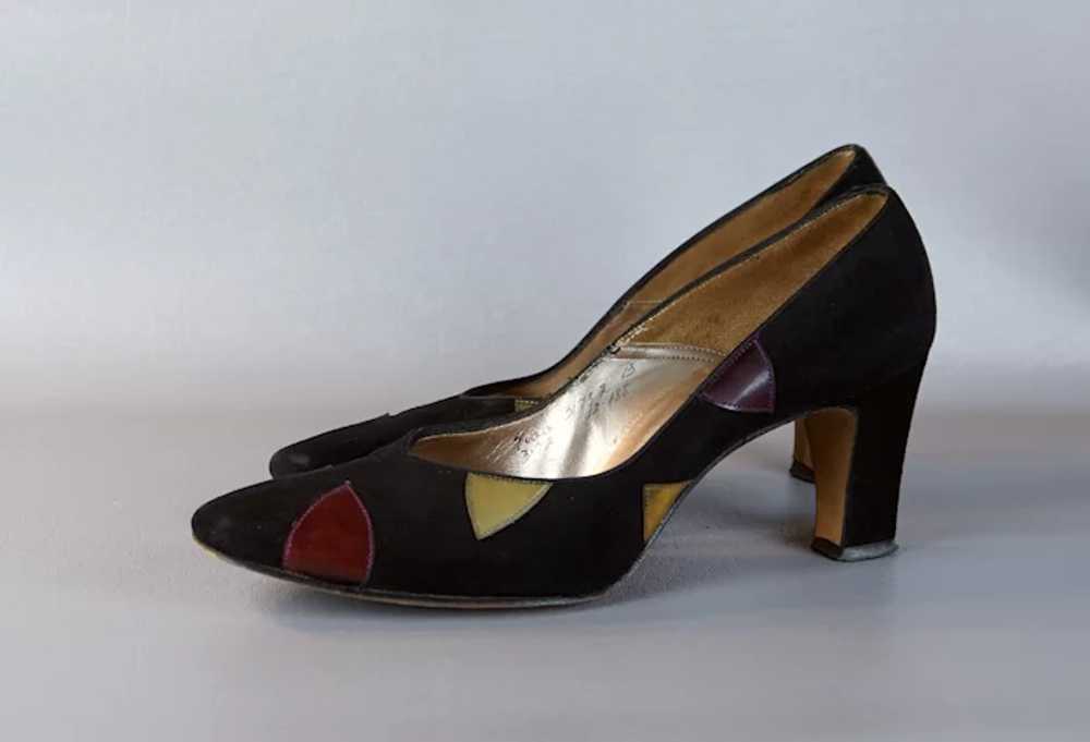 70s Pumps Black Suede with Colors by Propst Child… - image 5