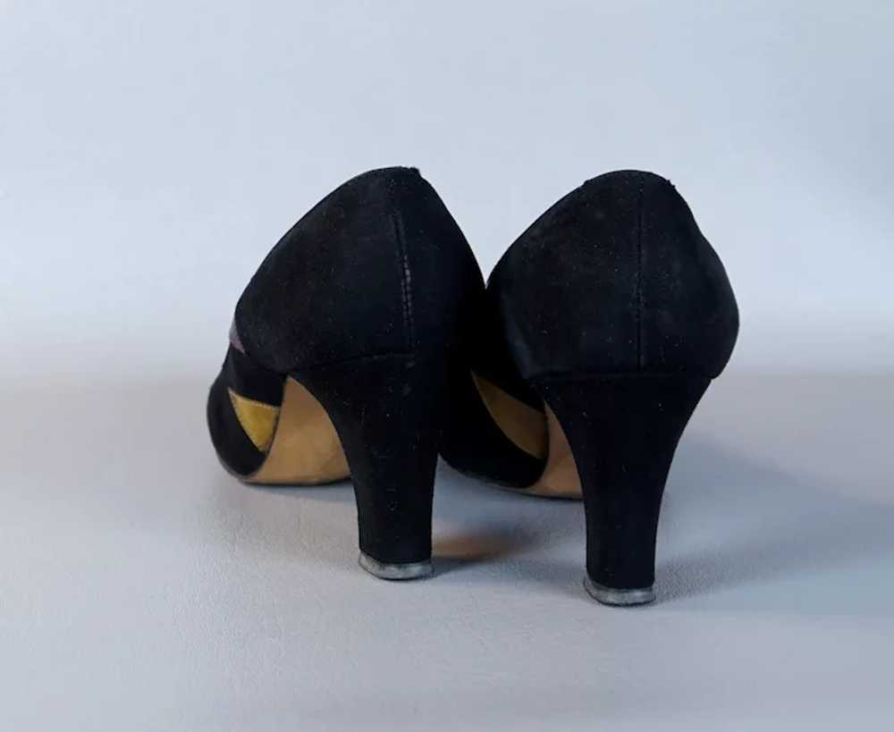70s Pumps Black Suede with Colors by Propst Child… - image 6