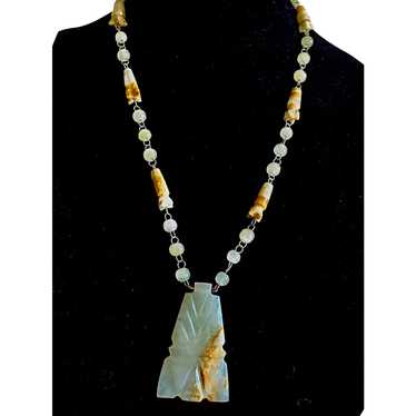 Vintage Mexican Hand Carved Agate Necklace