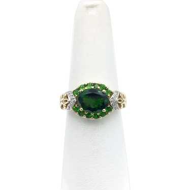 10K Chrome Diopside and Diamond Ring