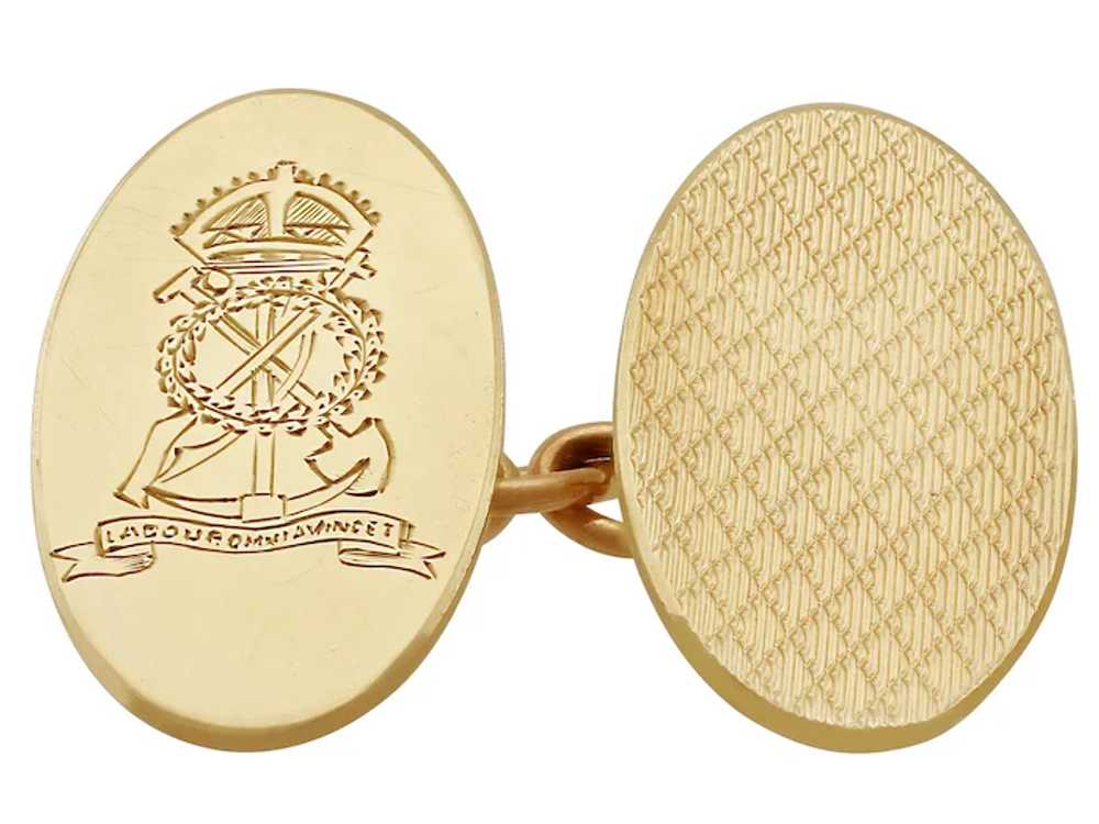 Vintage 9 ct Yellow Gold Regimental Cufflinks - image 3