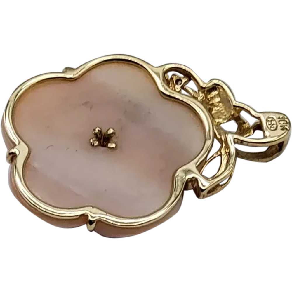 Pink MOP Amethyst Flower 10K Pendant - image 4