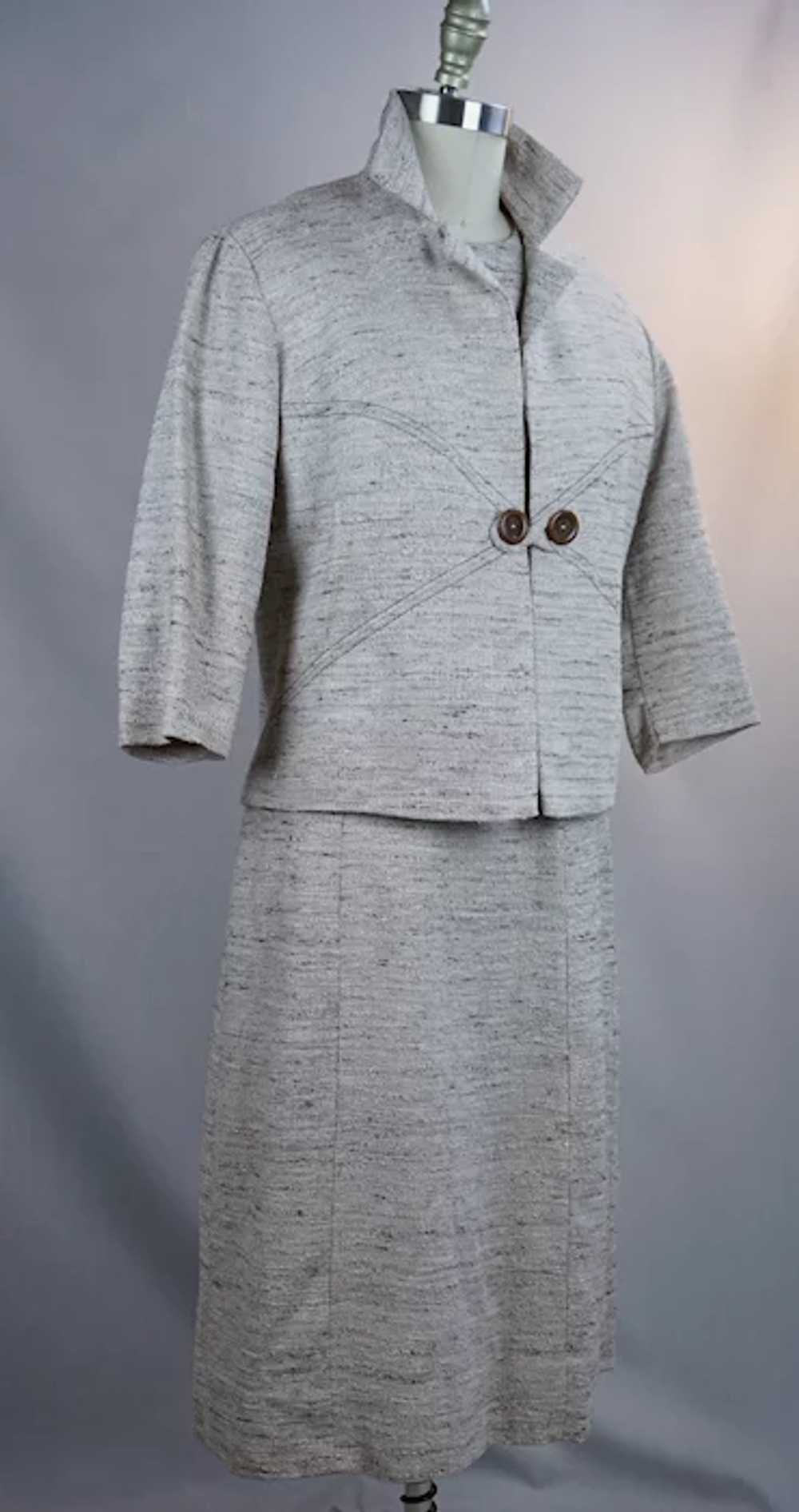 50s Beige Nubby Dress and Jacket by Miss Tall Ame… - image 7