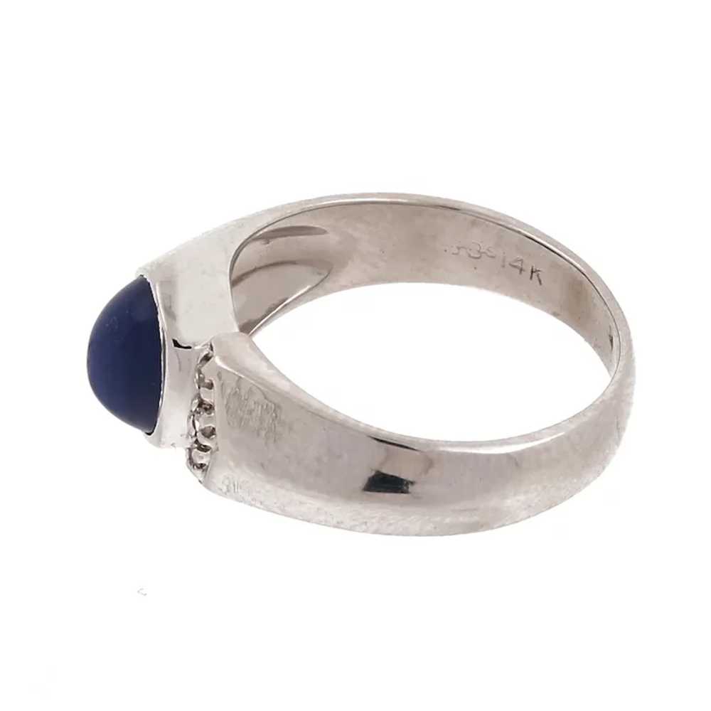 Blue Star Sapphire Diamond Ring 14K White Gold Ca… - image 3