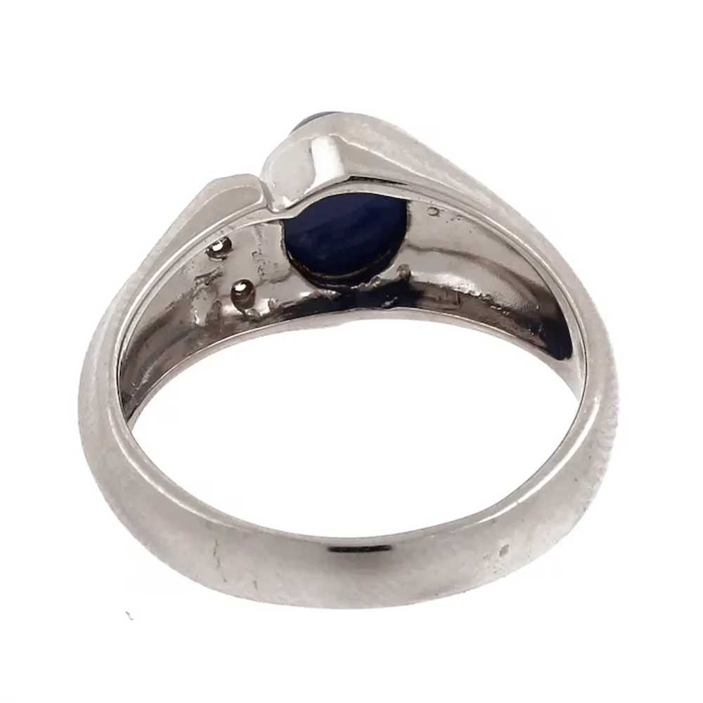 Blue Star Sapphire Diamond Ring 14K White Gold Ca… - image 5