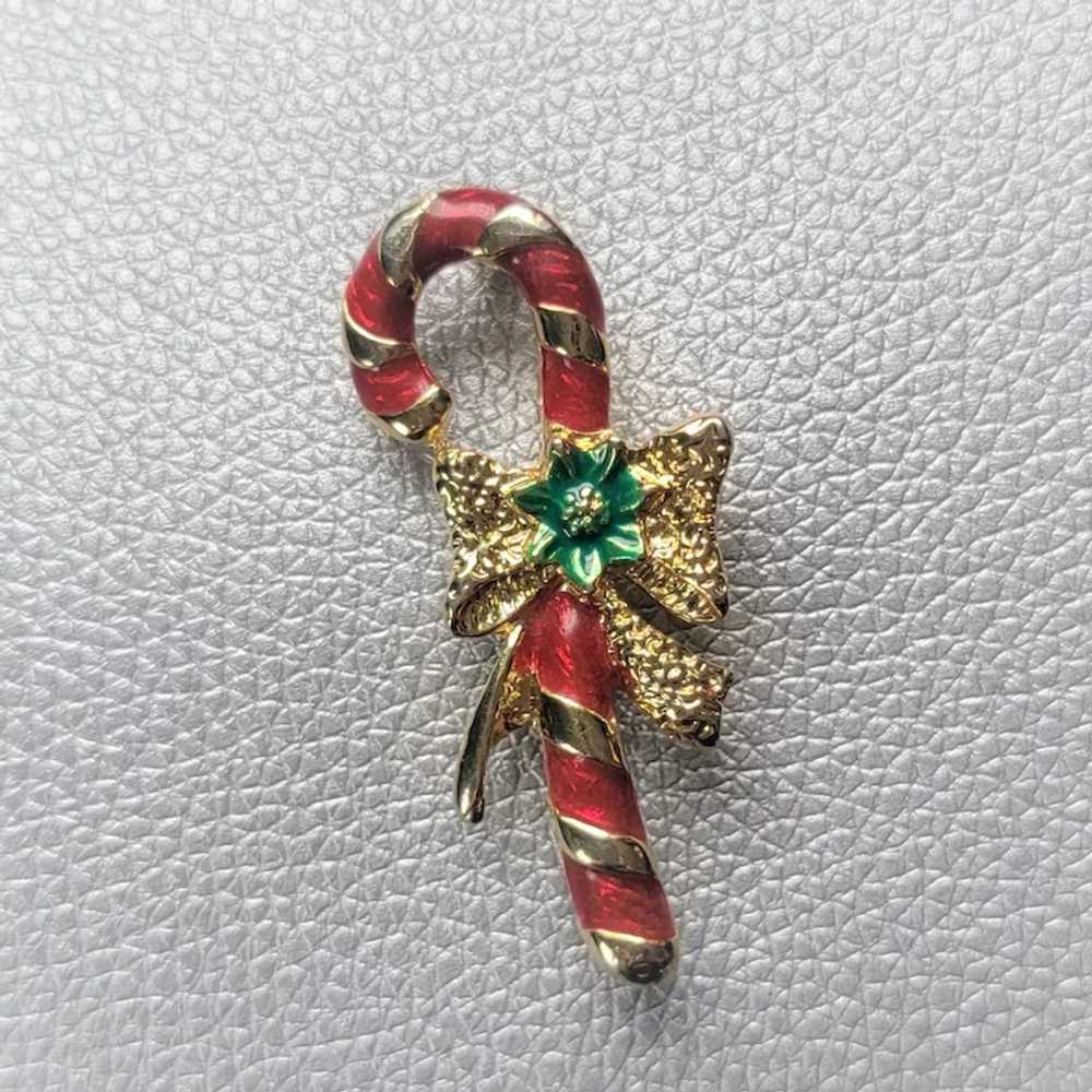 Candy Cane Enameled Holiday Brooch by AAI - image 5