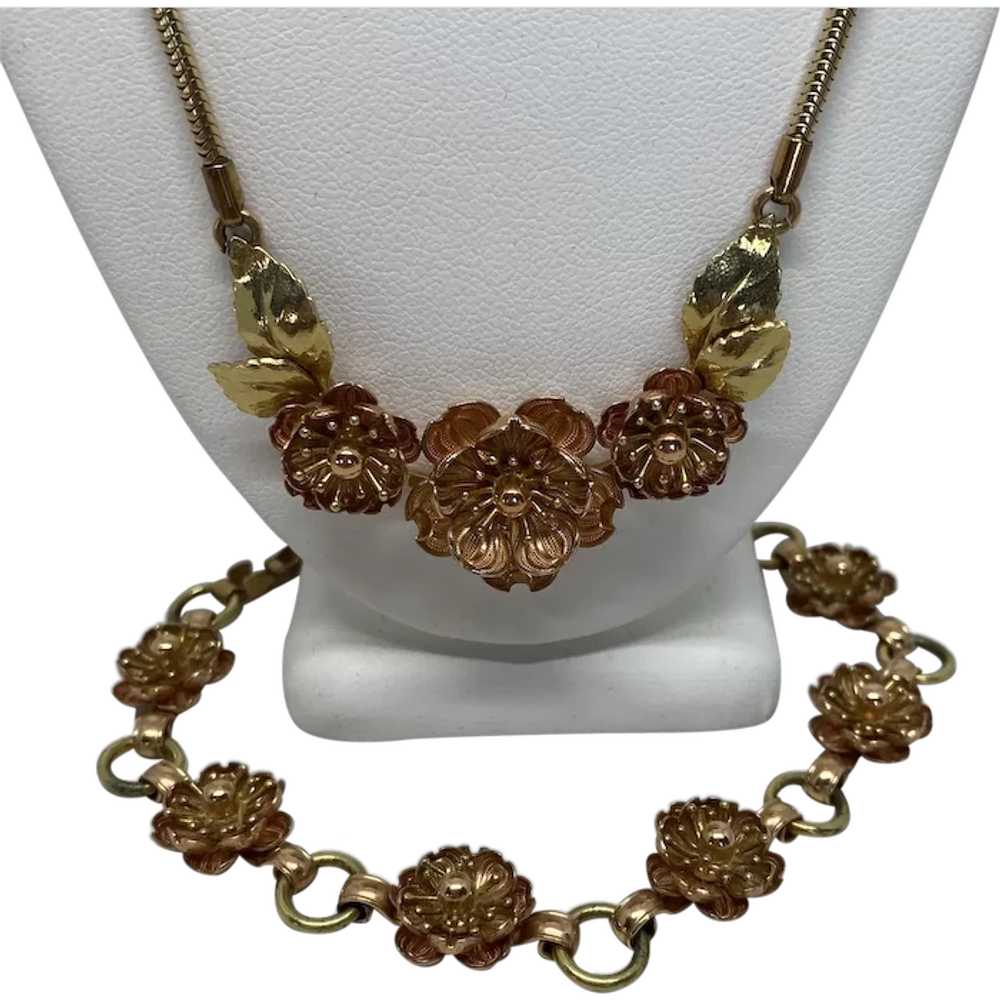 Lovely Krementz Rose necklace and bracelet set - image 1