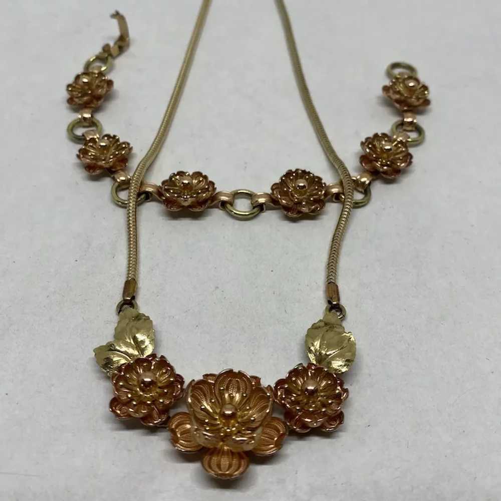 Lovely Krementz Rose necklace and bracelet set - image 3
