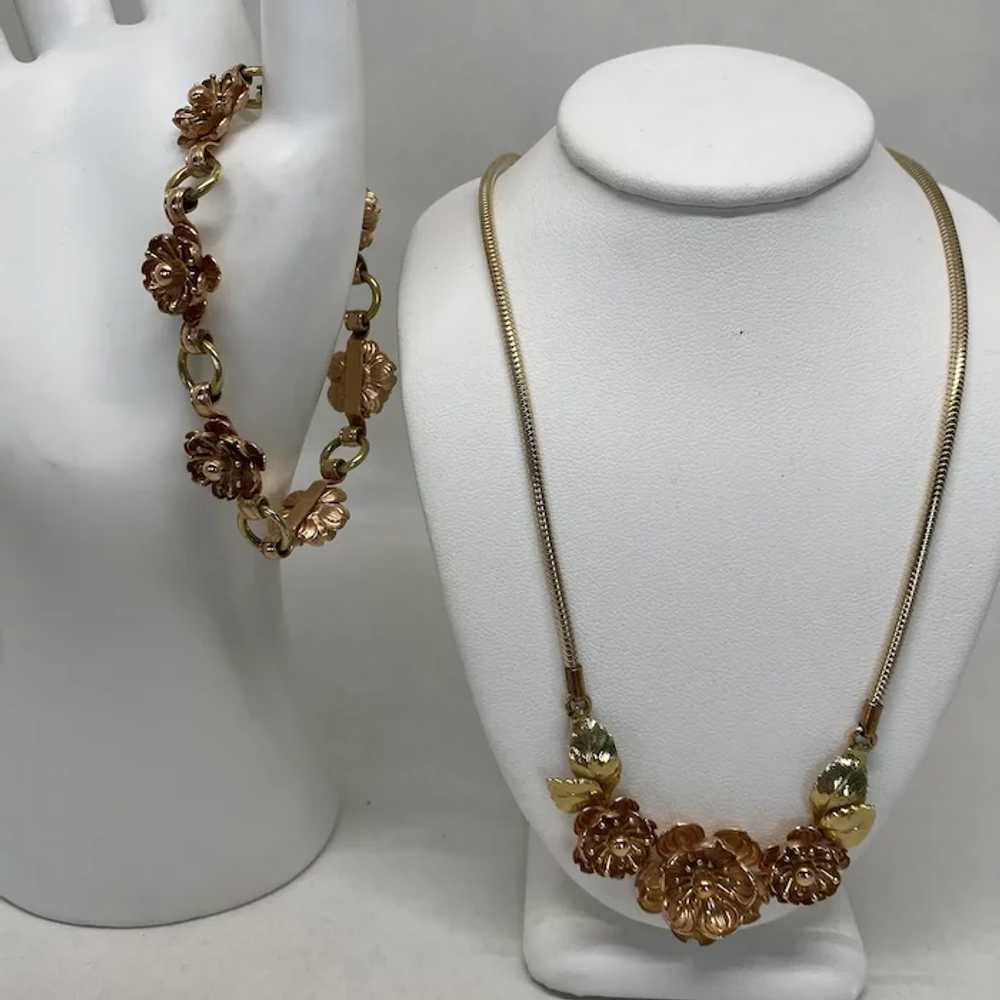 Lovely Krementz Rose necklace and bracelet set - image 4