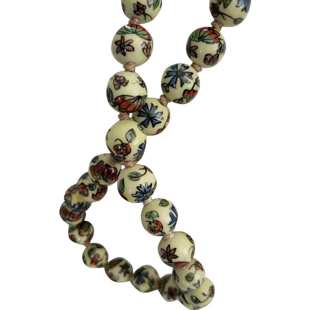 Cloisonné Enamel Earthy Beaded Necklace - image 1