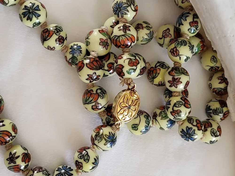 Cloisonné Enamel Earthy Beaded Necklace - image 8