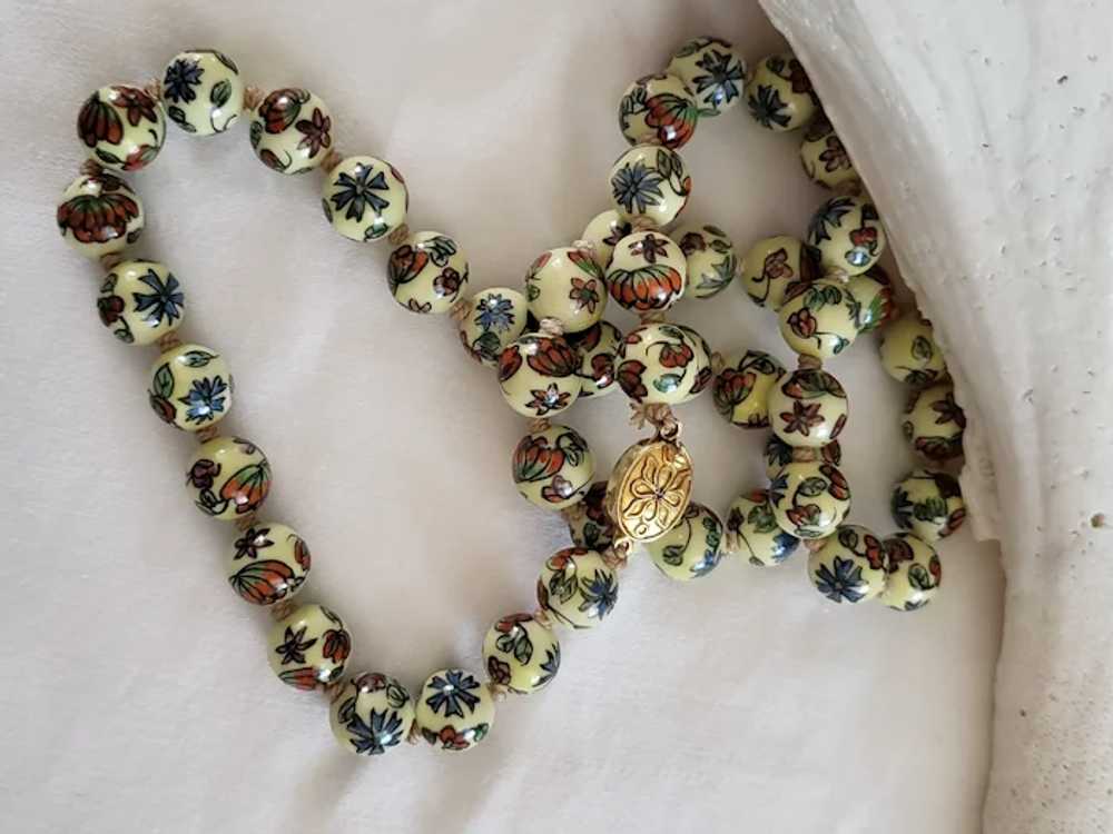 Cloisonné Enamel Earthy Beaded Necklace - image 9