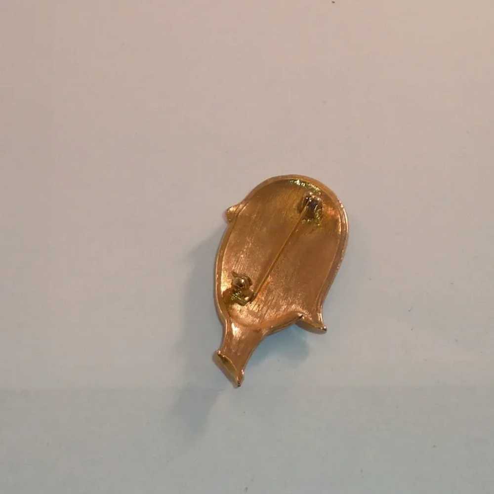 Gold Tone Flapper Lady Head Pin Brooch - image 2
