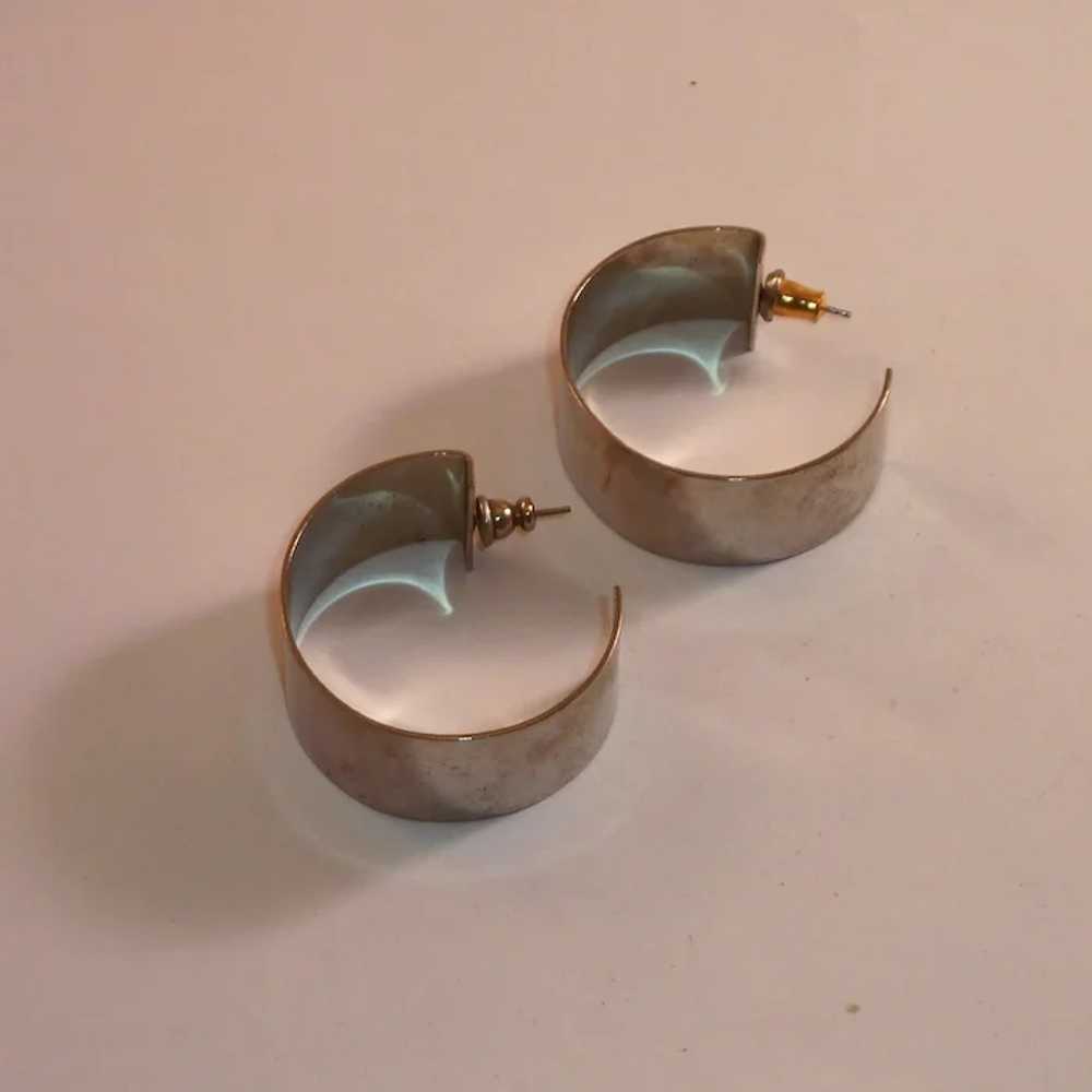 Silver Tone Cuff Pierced Earrings - image 2