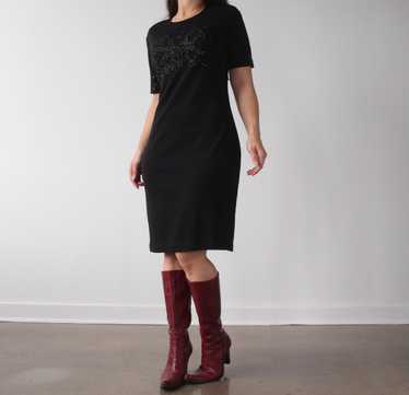 Vintage Wool Blend Beaded Midi Dress - image 1