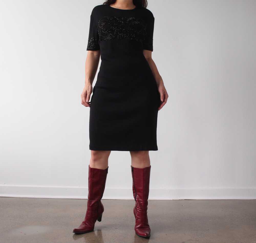Vintage Wool Blend Beaded Midi Dress - image 3