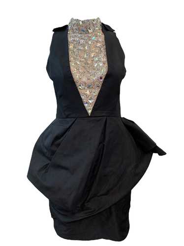 Liliane Romi 50s Black Moire Dress with Rhinestone