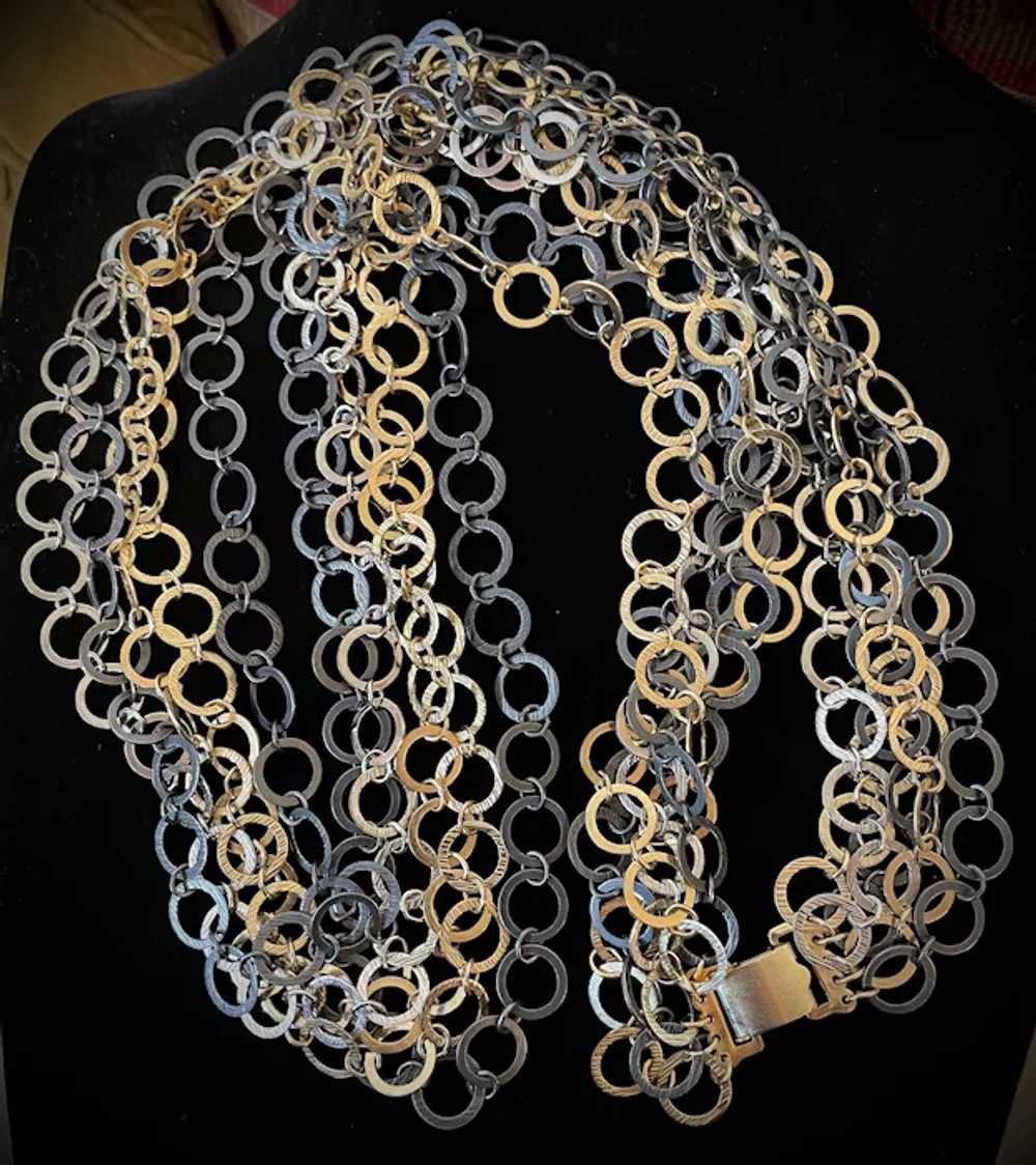 Napier Vintage 70's Tri-Tone Chains Necklace - image 3