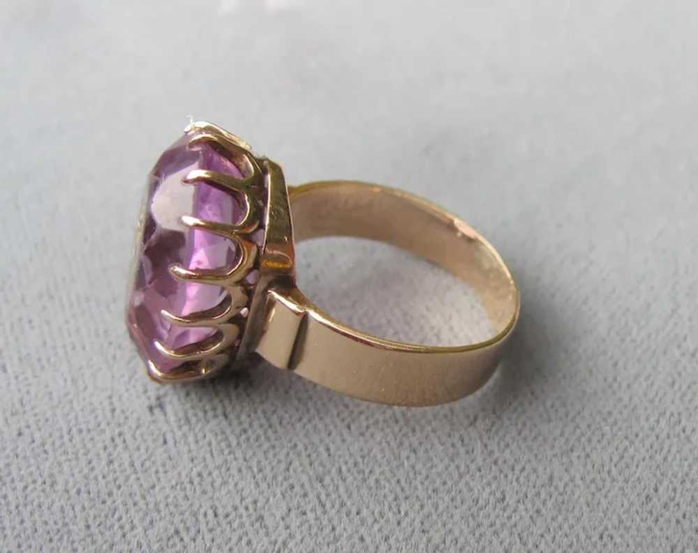 Antique Victorian 14K Gold Amethyst Diamond Ring … - image 4
