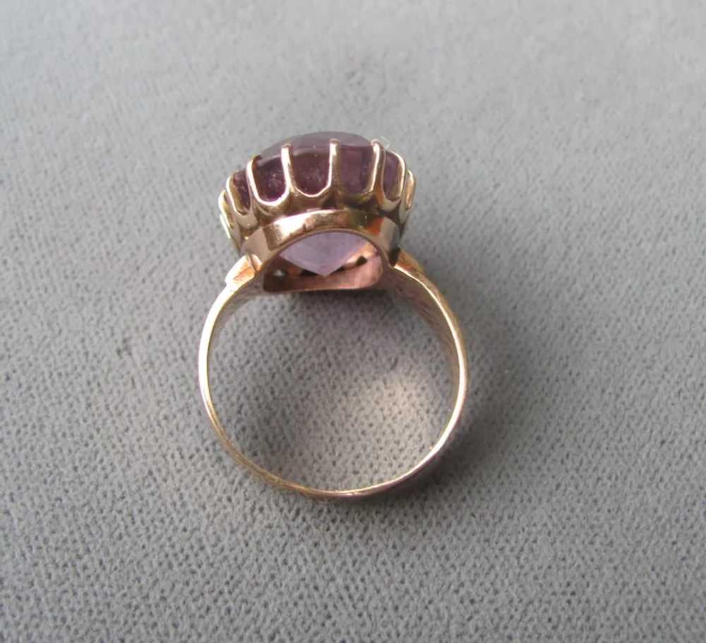 Antique Victorian 14K Gold Amethyst Diamond Ring … - image 6