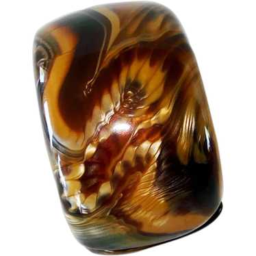 Lucite Swirled Caramel Mocha Wide Clamper Bracelet - image 1