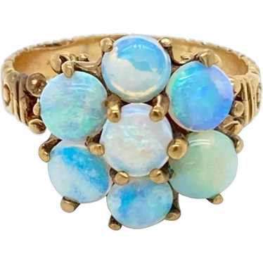 Victorian Opal 10k Yellow Gold Floral Ring