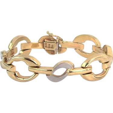 Wide Fancy 14k Two Tone Gold Link Bracelet - image 1