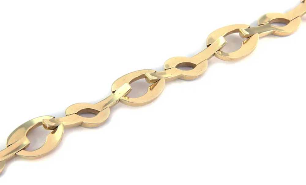 Wide Fancy 14k Two Tone Gold Link Bracelet - image 3
