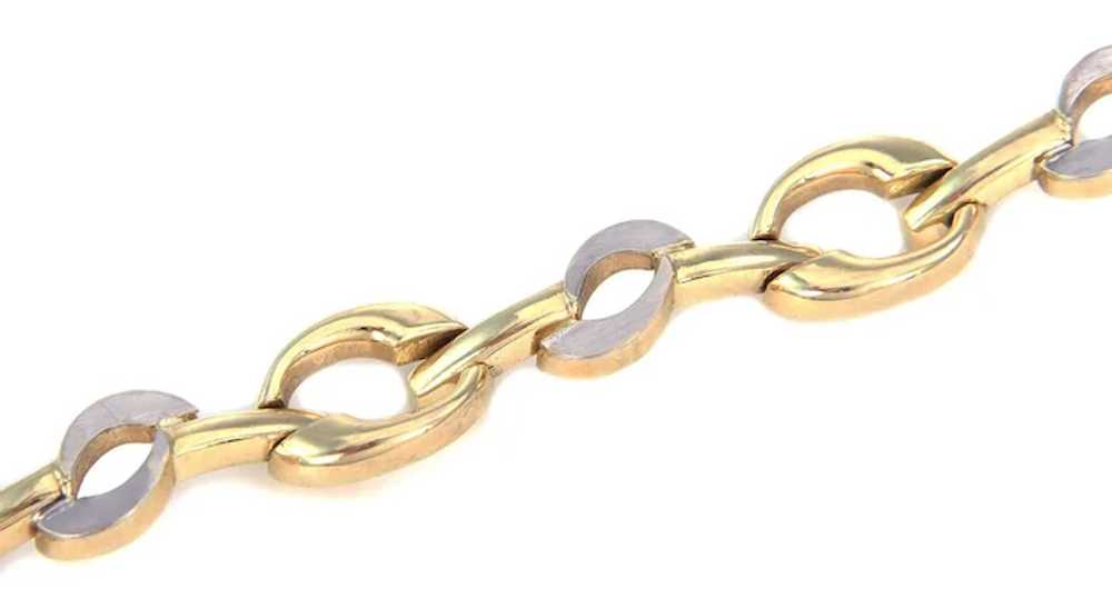 Wide Fancy 14k Two Tone Gold Link Bracelet - image 4